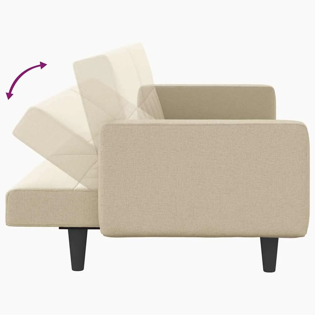 Sofa Bed Sleeper with Adjustable Backrests Cream Fabric Day Bed Couch