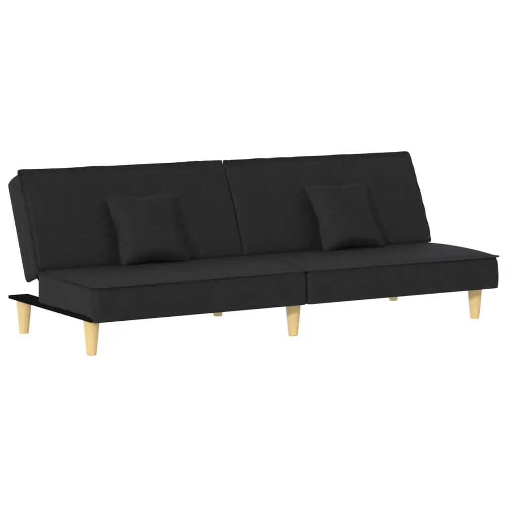 Black Fabric Sofa Bed with Pillows Included
