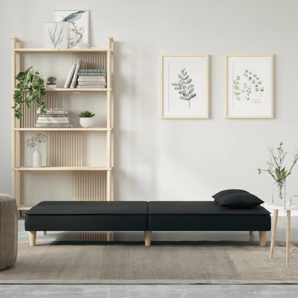 Black Fabric Sofa Bed with Pillows Included