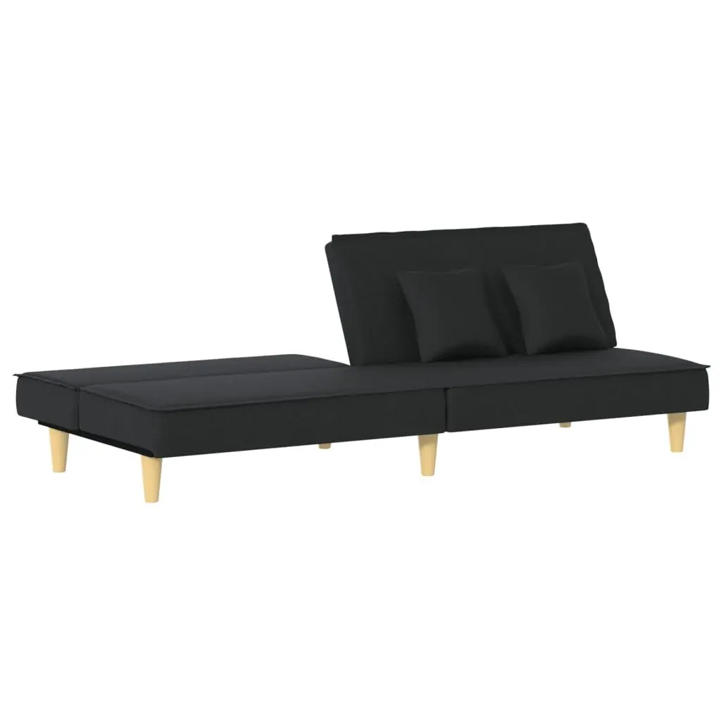 Black Fabric Sofa Bed with Pillows Included