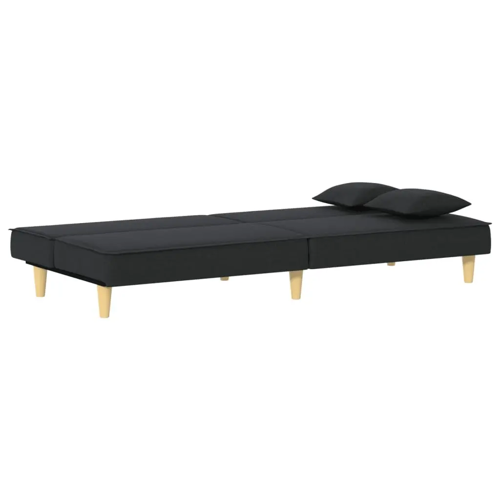 Black Fabric Sofa Bed with Pillows Included