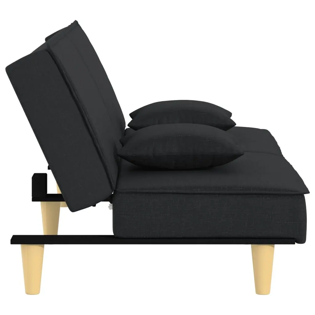Black Fabric Sofa Bed with Pillows Included