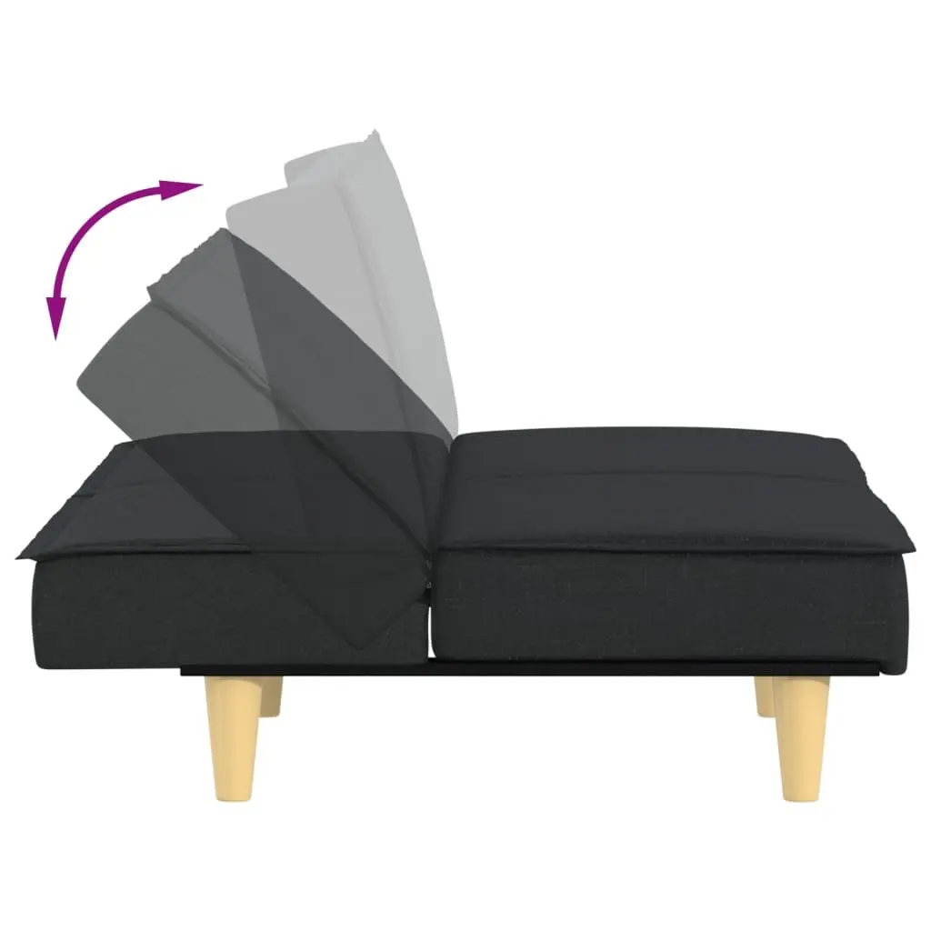 Black Fabric Sofa Bed with Pillows Included