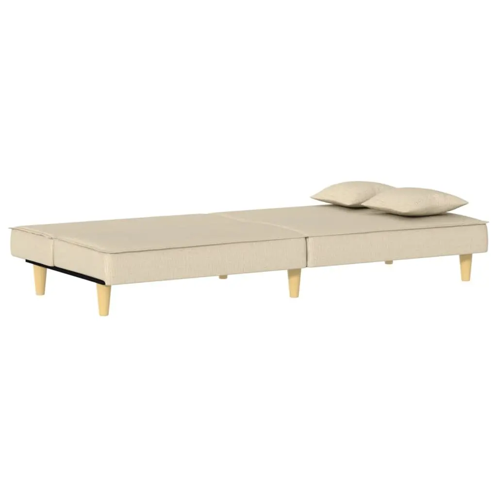 Sofa Bed Cream Fabric Adjustable Backrest Sleeper Couch Guest Bedroom Furniture