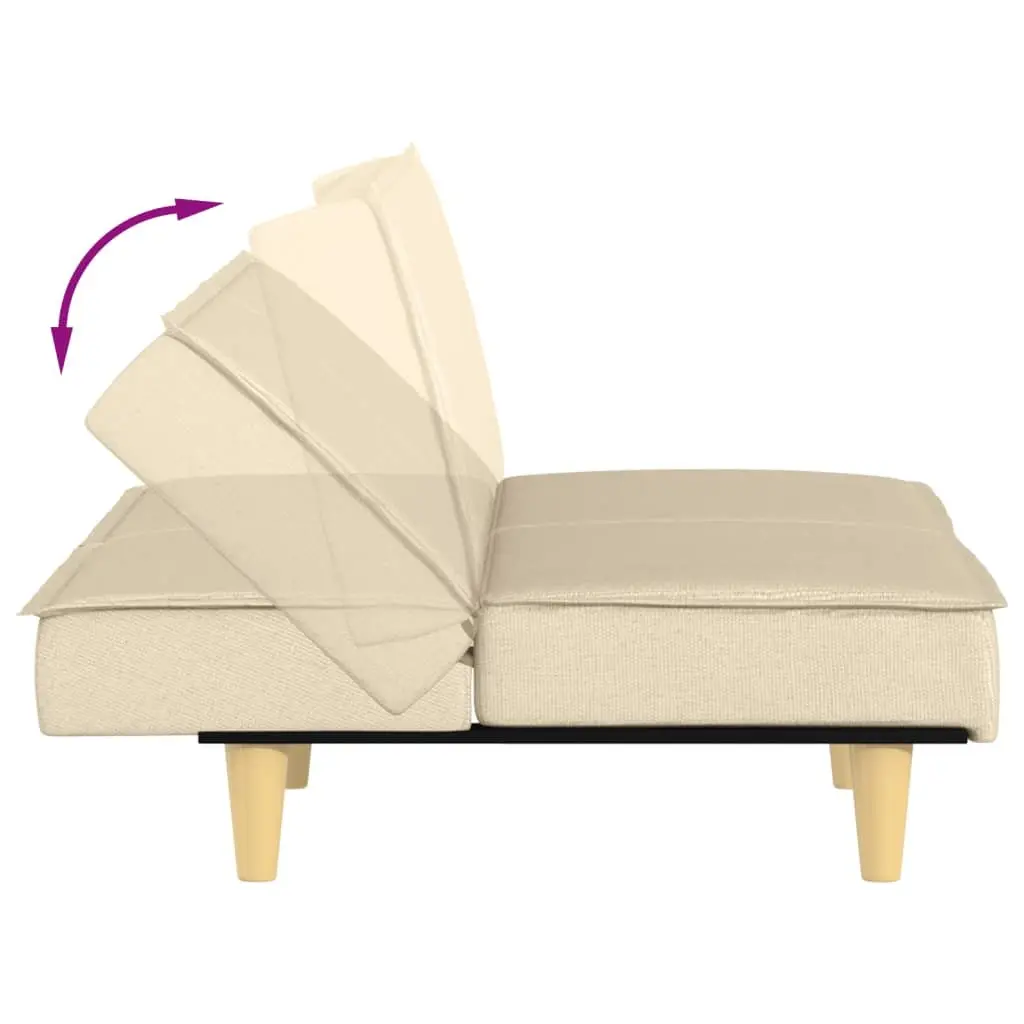 Sofa Bed Cream Fabric Adjustable Backrest Sleeper Couch Guest Bedroom Furniture