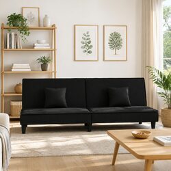 Reliable Black Velvet Sofa Bed with Comfort Features