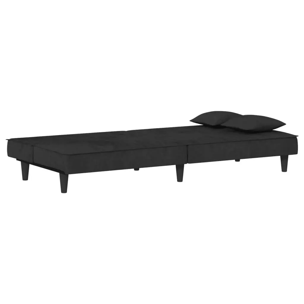 Adjustable Sofa Bed Black Velvet Sleeper Couch for Guest Accommodation