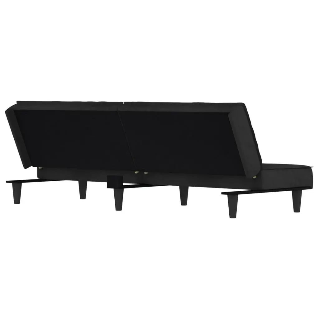 Adjustable Sofa Bed Black Velvet Sleeper Couch for Guest Accommodation