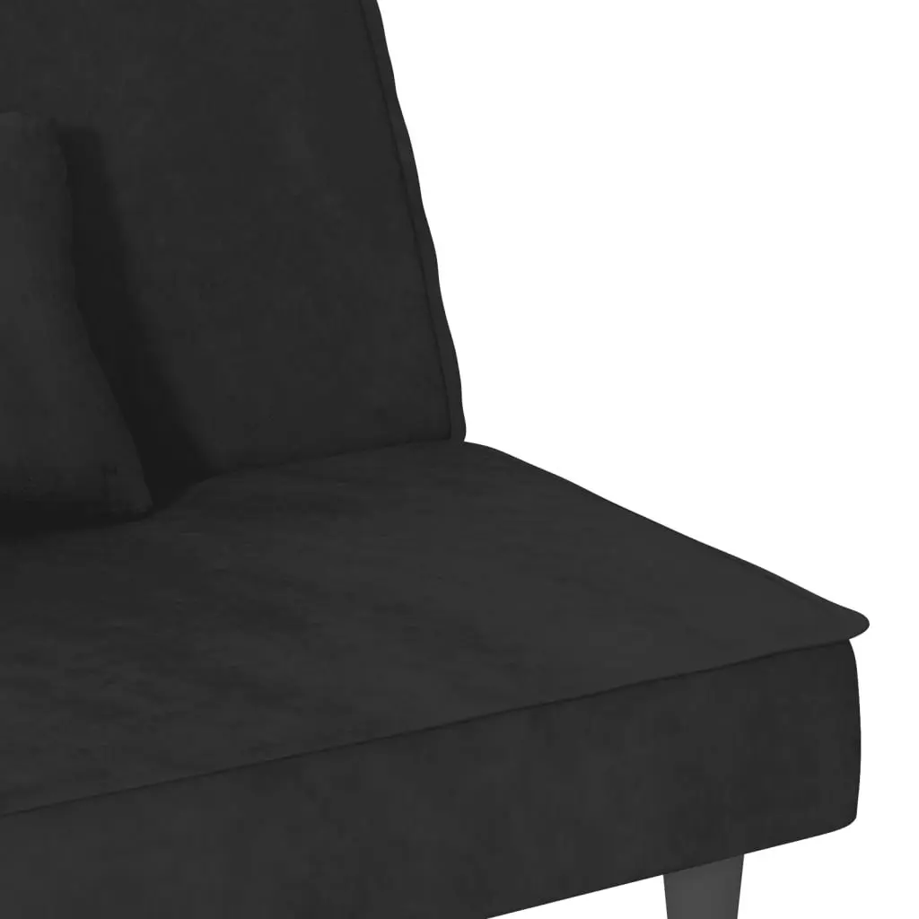 Adjustable Sofa Bed Black Velvet Sleeper Couch for Guest Accommodation