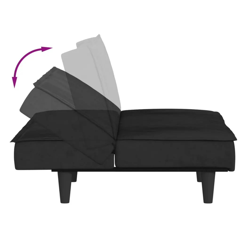 Adjustable Sofa Bed Black Velvet Sleeper Couch for Guest Accommodation
