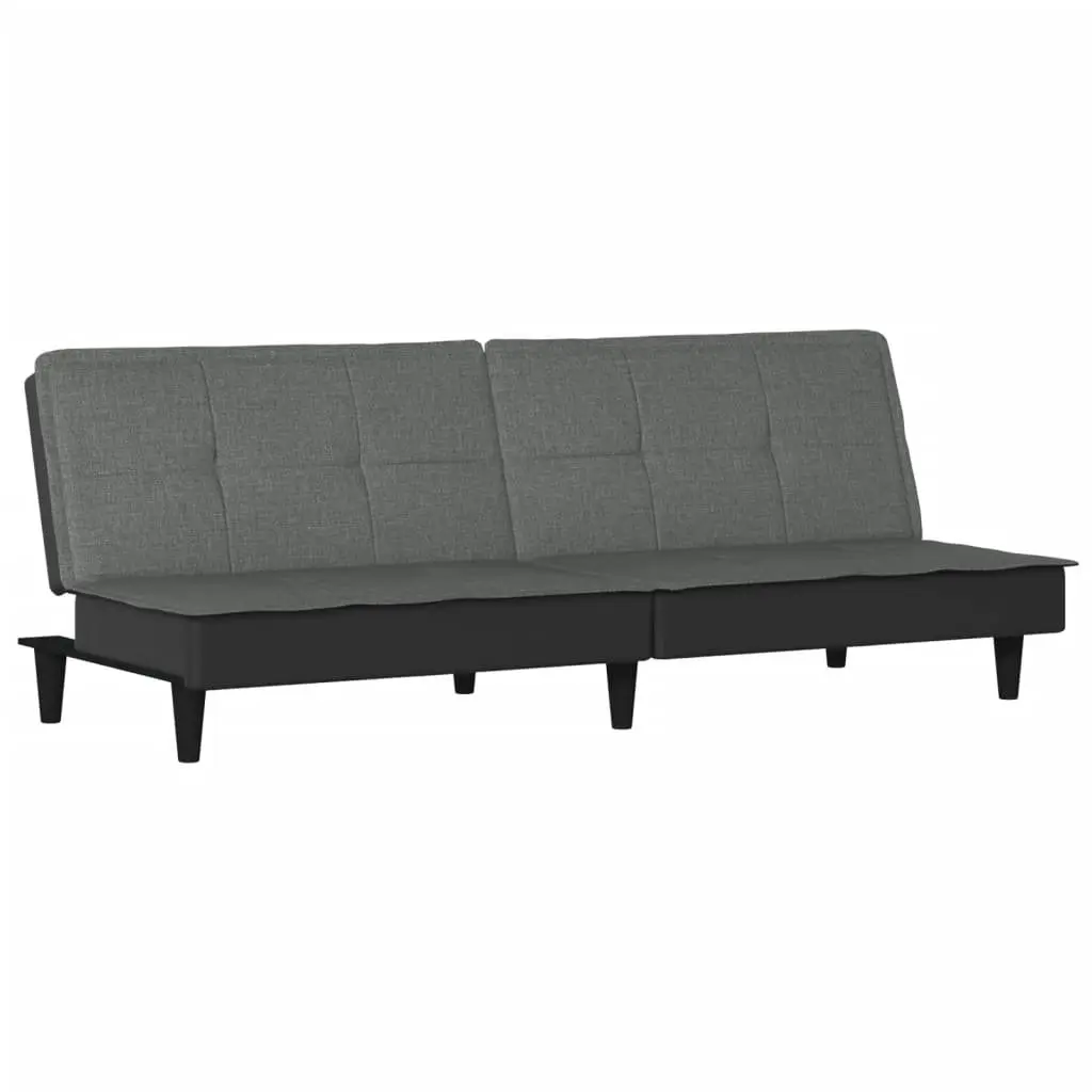 Sofa Bed Grey Fabric Adjustable Backrest Sleeper Couch