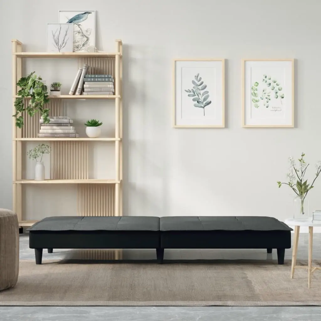 Sofa Bed Grey Fabric Adjustable Backrest Sleeper Couch