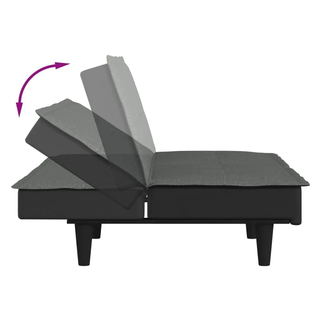 Sofa Bed Grey Fabric Adjustable Backrest Sleeper Couch