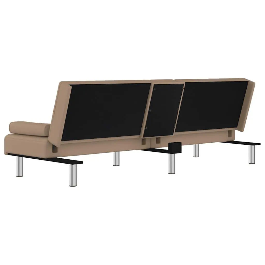 Sofa Bed with Cup Holders Adjustable Backrest Faux Leather Sleeper Couch Guest