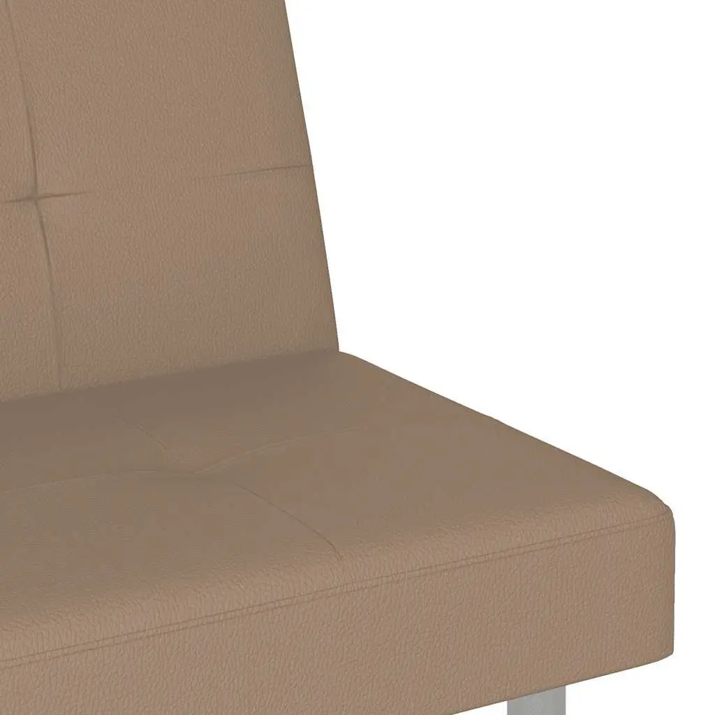 Sofa Bed with Cup Holders Adjustable Backrest Faux Leather Sleeper Couch Guest