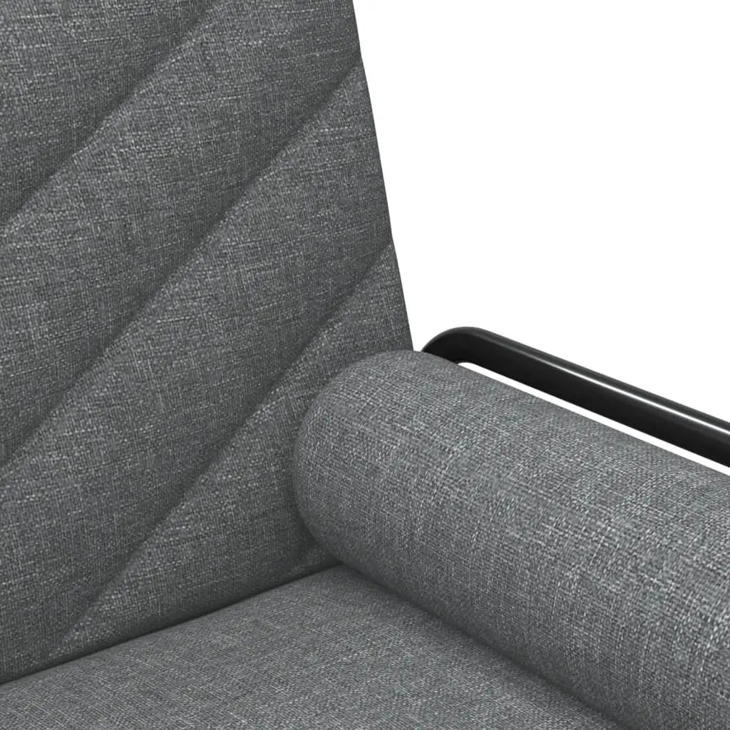 Sofa Bed with Armrests Grey Fabric Adjustable Backrest Sleeper Couch Guest Bed