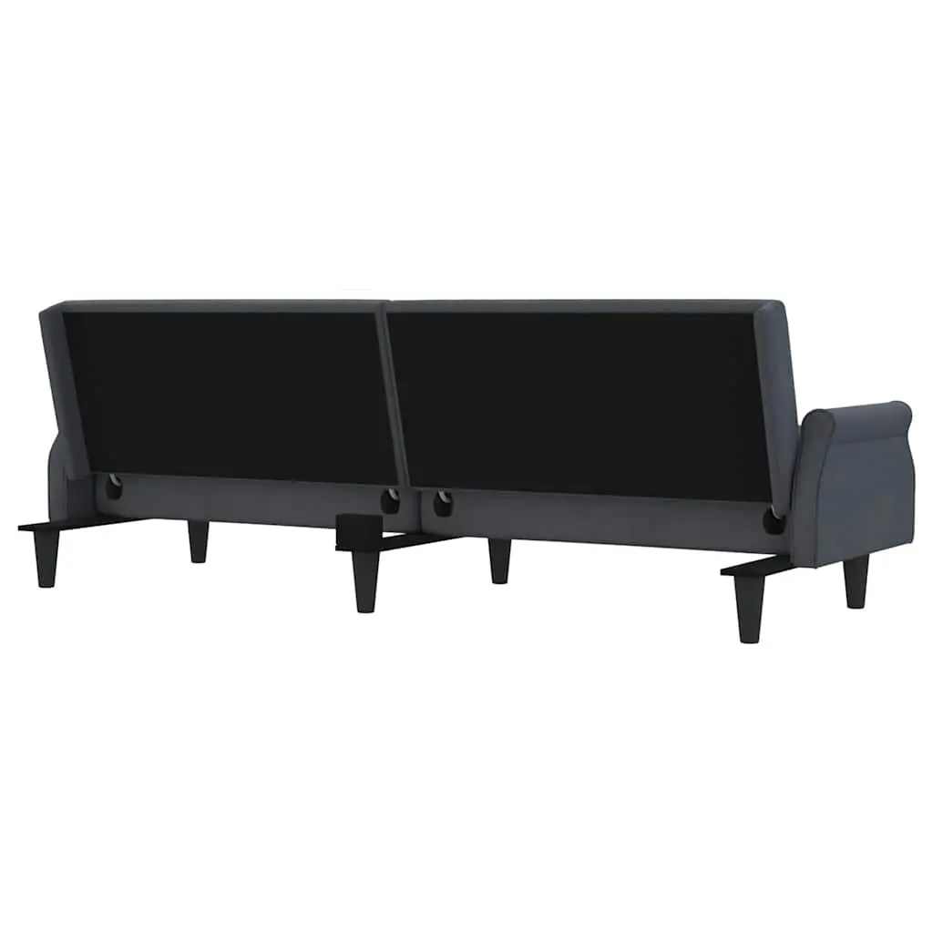 Sofa Bed Grey Velvet Adjustable Backrest Sleeper Couch
