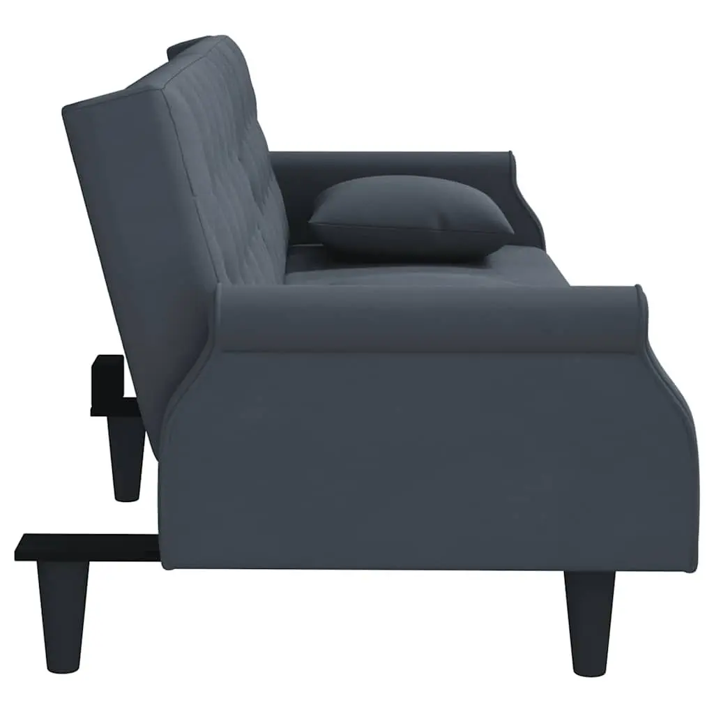 Sofa Bed Grey Velvet Adjustable Backrest Sleeper Couch