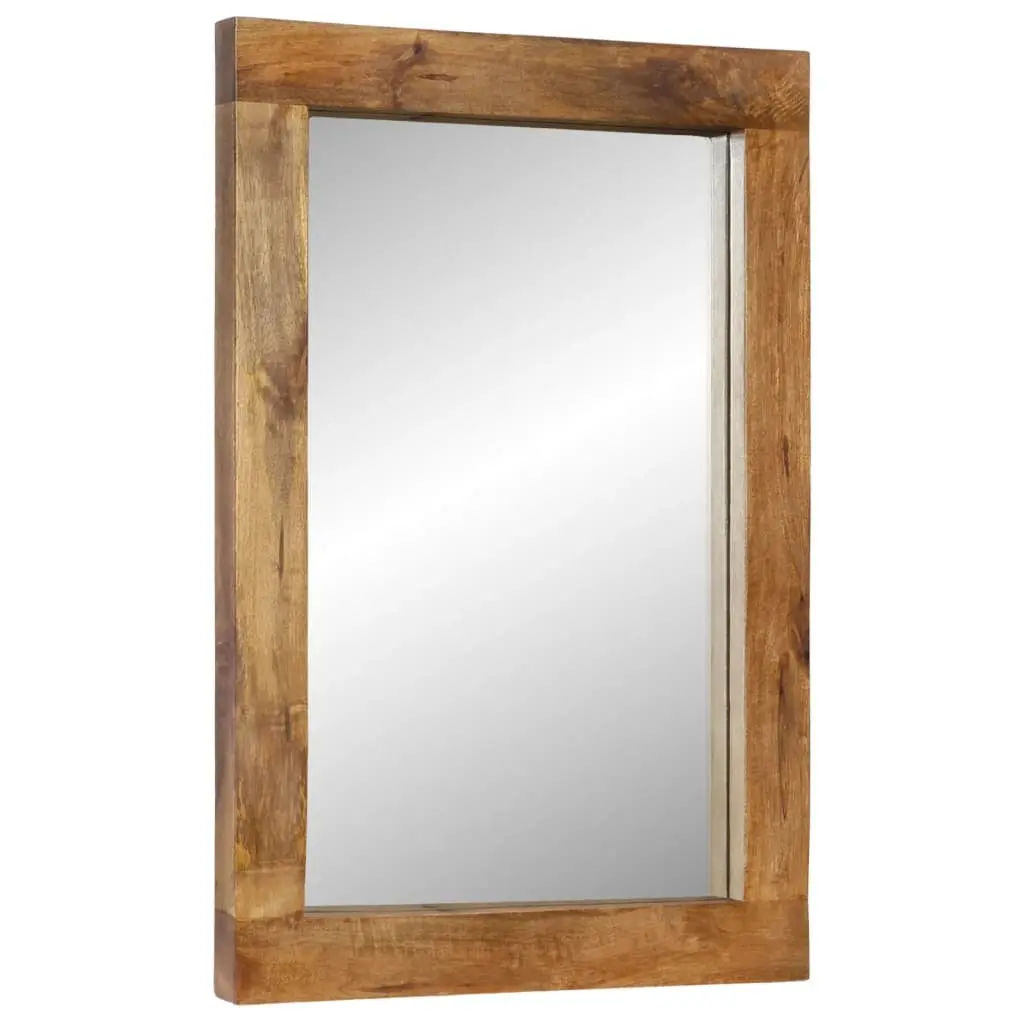 Wall-Mounted Mirror 70x50 cm Solid Mango Wood Frame Glass Bedroom Hallway Decor