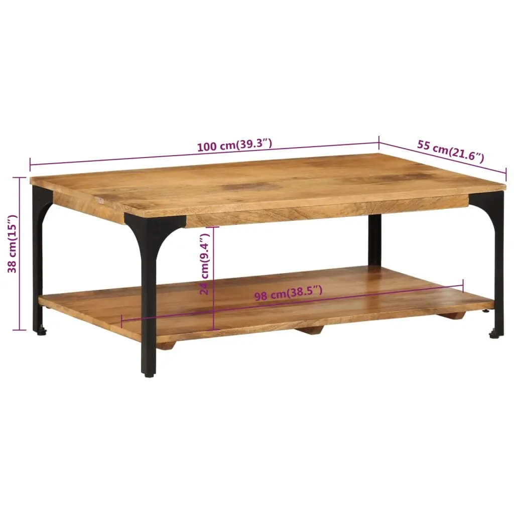 Brown Mango Wood Coffee Table with Storage