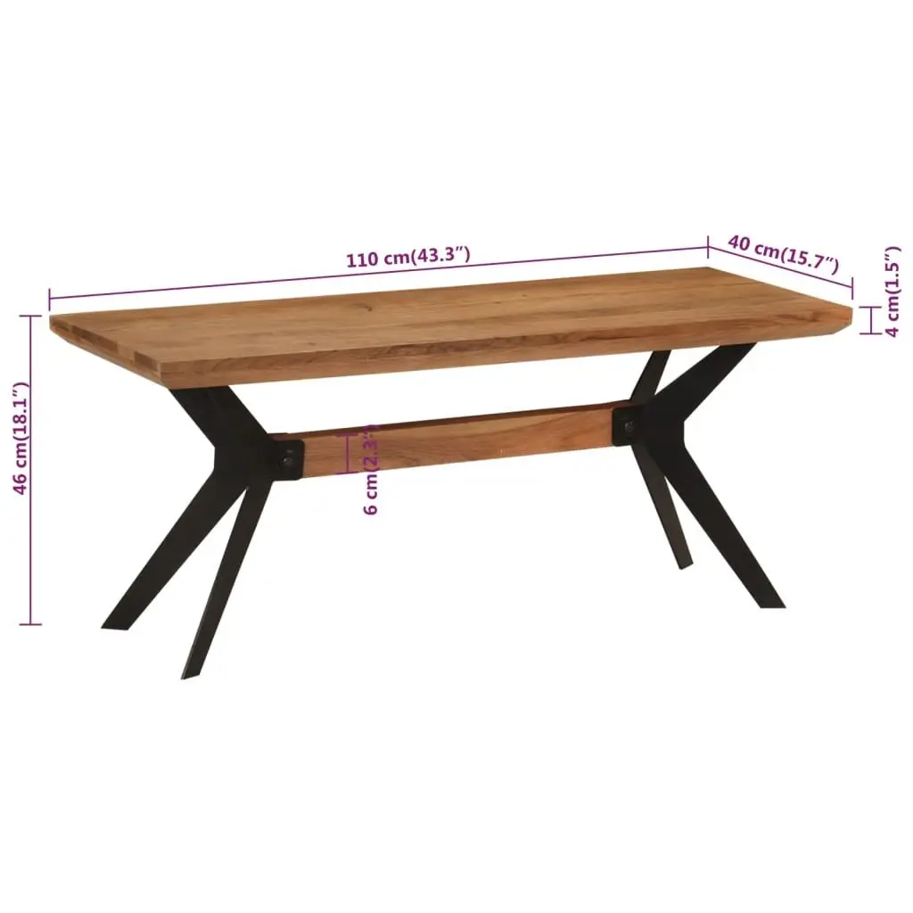 Dining Bench 110x40x46 cm Industrial Style Brown Solid Wood Steel Kitchen