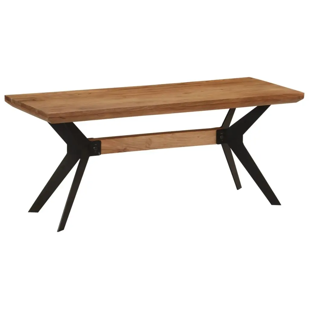 Dining Bench 110x40x46 cm Industrial Style Brown Solid Wood Steel Kitchen