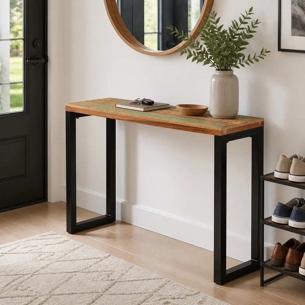 Console Table Entryway 110x35x75 cm Solid Reclaimed Wood Multicolour
