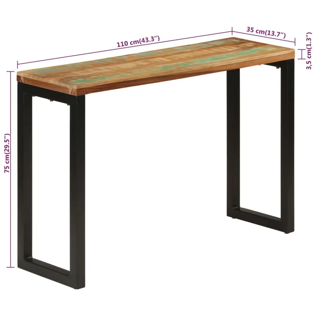 Console Table Entryway 110x35x75 cm Solid Reclaimed Wood Multicolour