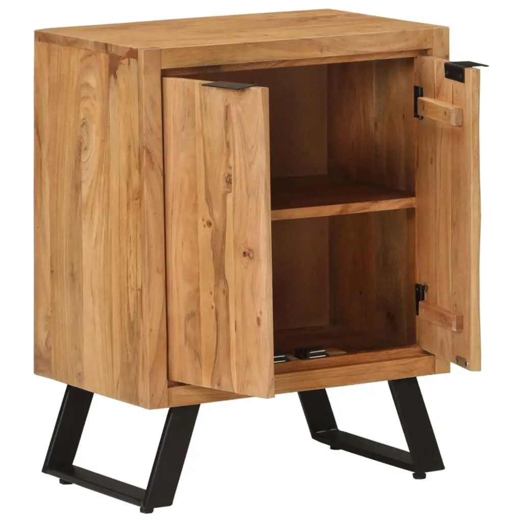 Solid Wood Sideboard Storage Cabinet 2 Doors Brown Acacia Living Room Furniture