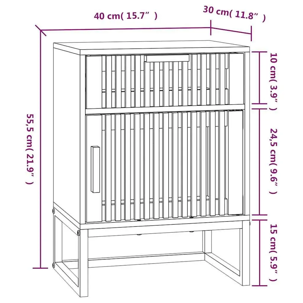 Bedside Cabinets Storage 2 Piece Brown Scandinavian Engineered Wood Nightstand
