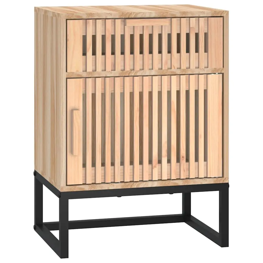 Bedside Cabinets Storage 2 Piece Brown Scandinavian Engineered Wood Nightstand