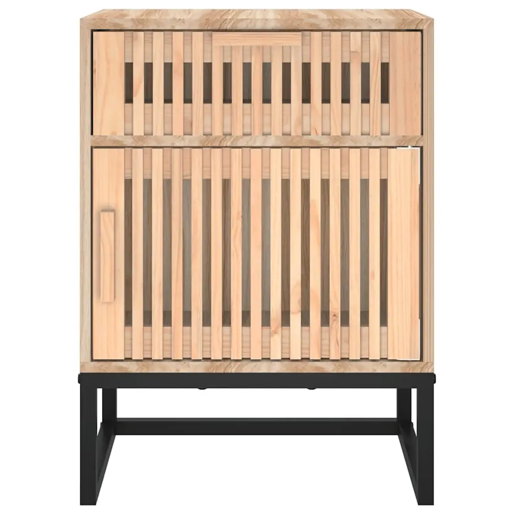 Bedside Cabinets Storage 2 Piece Brown Scandinavian Engineered Wood Nightstand