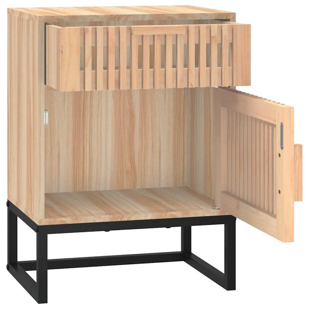 Bedside Cabinets Storage 2 Piece Brown Scandinavian Engineered Wood Nightstand