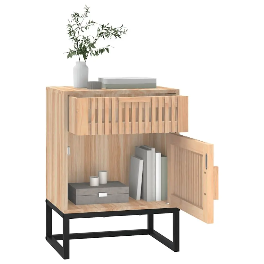 Bedside Cabinets Storage 2 Piece Brown Scandinavian Engineered Wood Nightstand