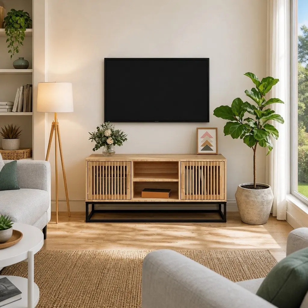 TV Cabinet Storage Unit 105x30x45 cm Brown Engineered Wood with Metal Feet