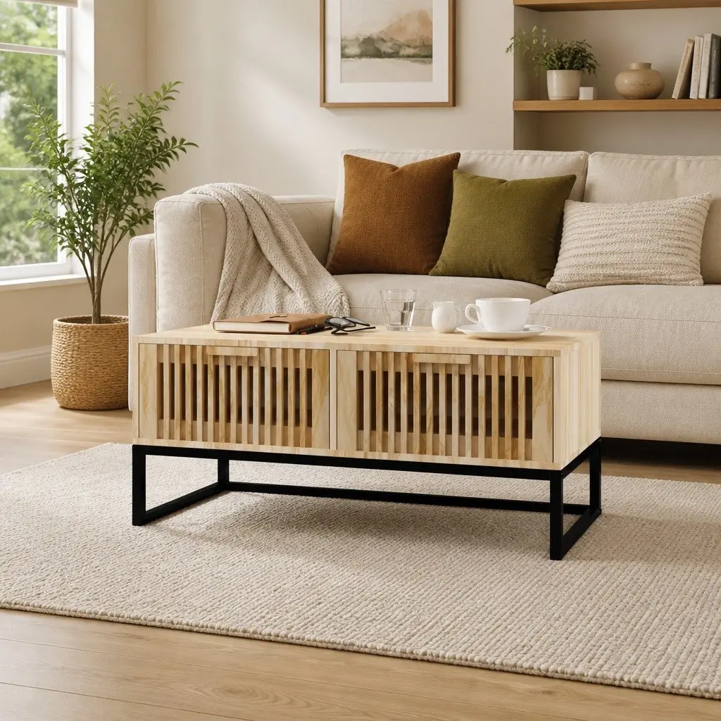 Coffee Table Storage Drawers 80 x 40 x 35 cm Brown Engineered Wood