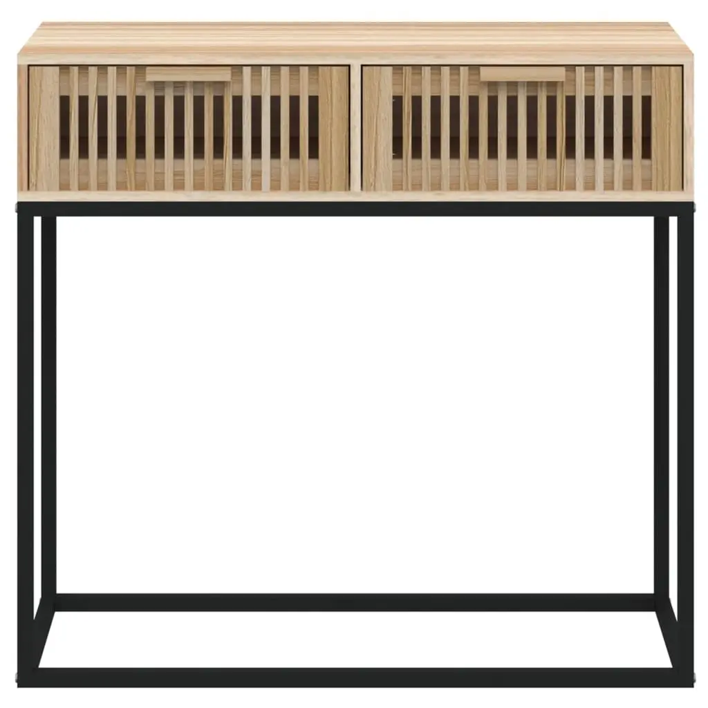 Console Table 80x30x75cm Brown Engineered Wood Iron Hallway Entryway Storage