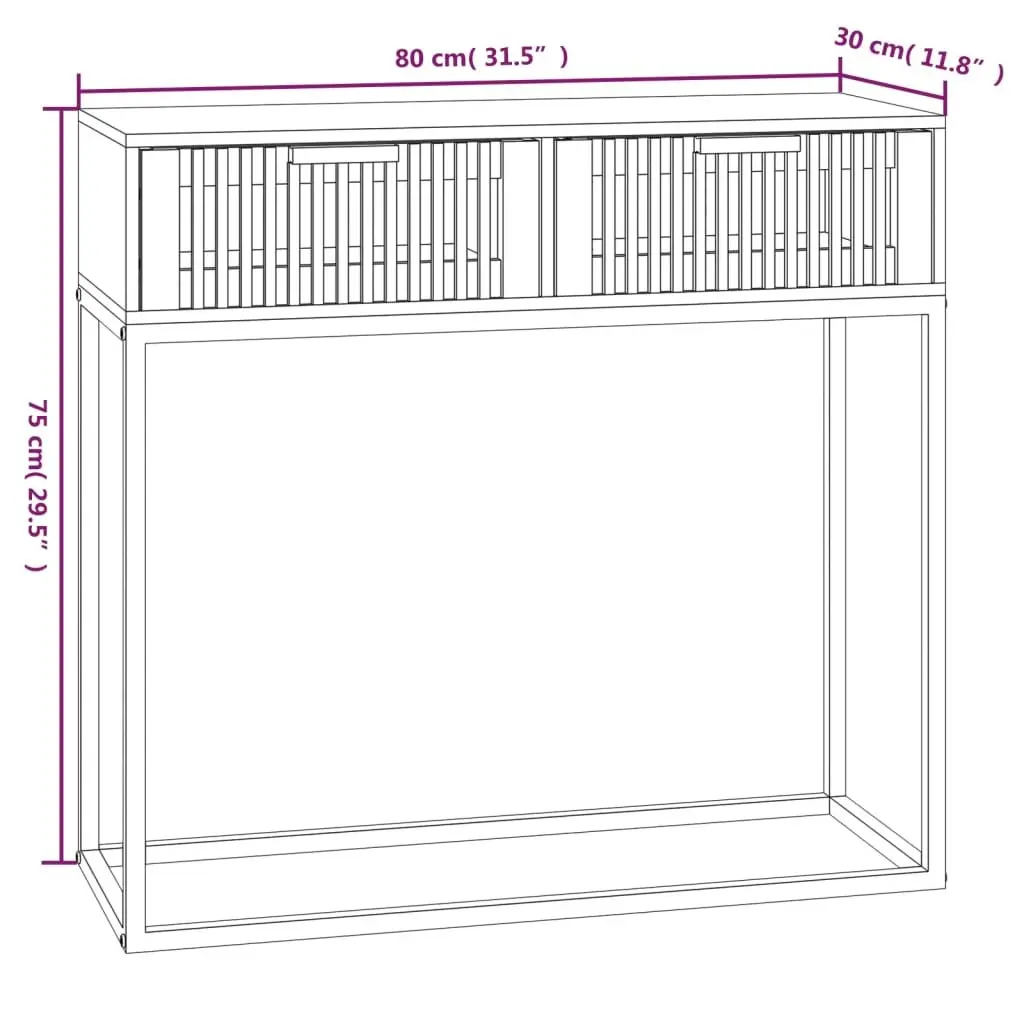 Console Table 80x30x75cm Brown Engineered Wood Iron Hallway Entryway Storage