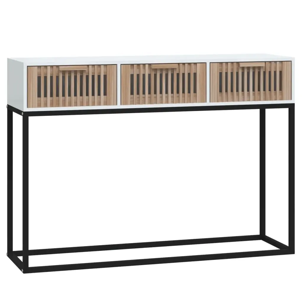 Console Table White 105x30x75cm 3 Drawers Hallway Accent End Table Storage