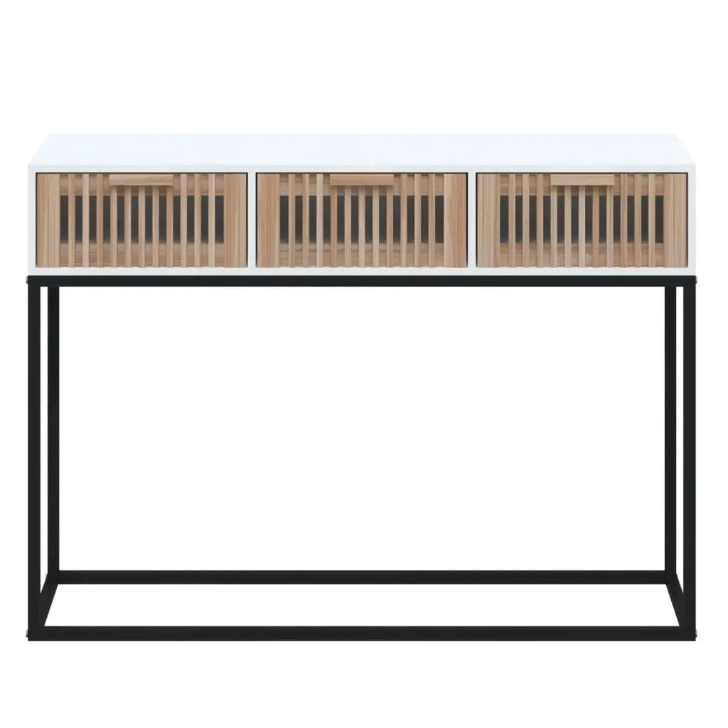 Console Table White 105x30x75cm 3 Drawers Hallway Accent End Table Storage