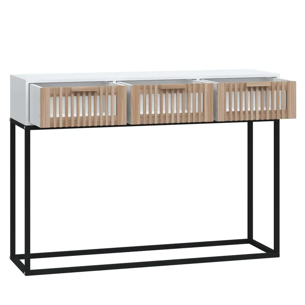 Console Table White 105x30x75cm 3 Drawers Hallway Accent End Table Storage