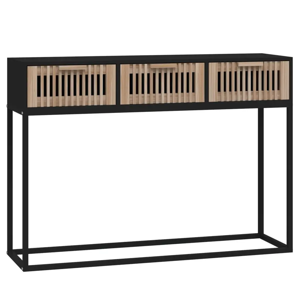 Console Table Black Scandinavian Design 3 Drawers Storage Accent Side Hall Table