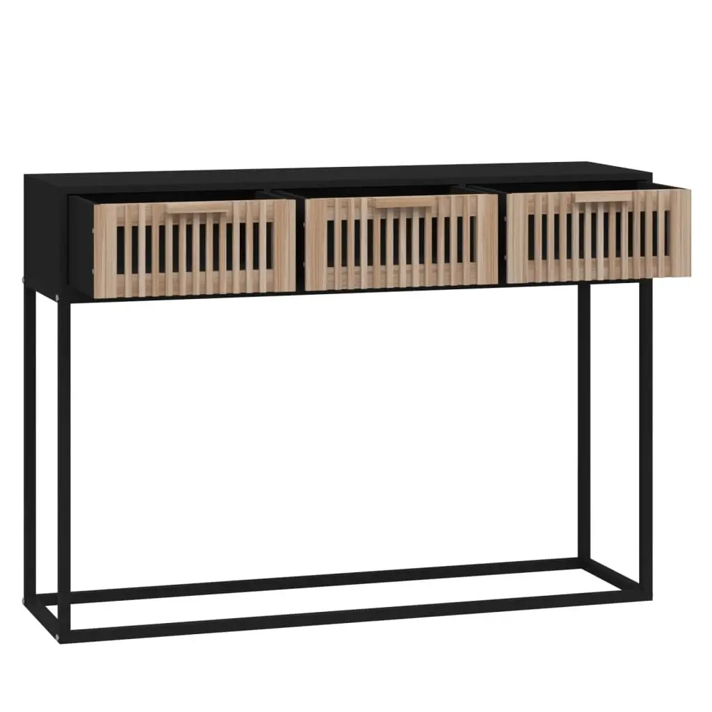 Console Table Black Scandinavian Design 3 Drawers Storage Accent Side Hall Table