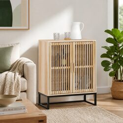 Brown Sideboard Storage Cabinet 60x30x75cm Engineered Wood with Iron Legs