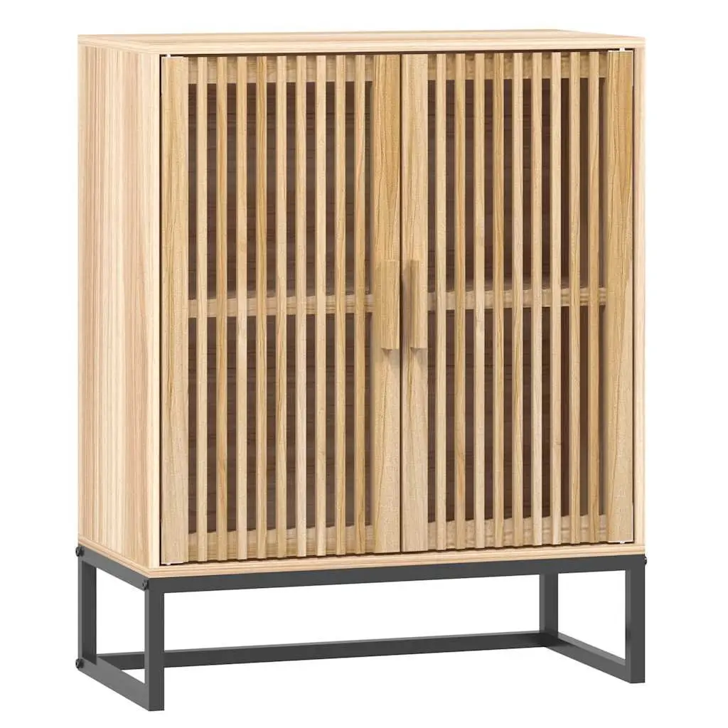 Storage Cabinet Sideboard Brown Engineered Wood Iron Legs 60x30x75cm