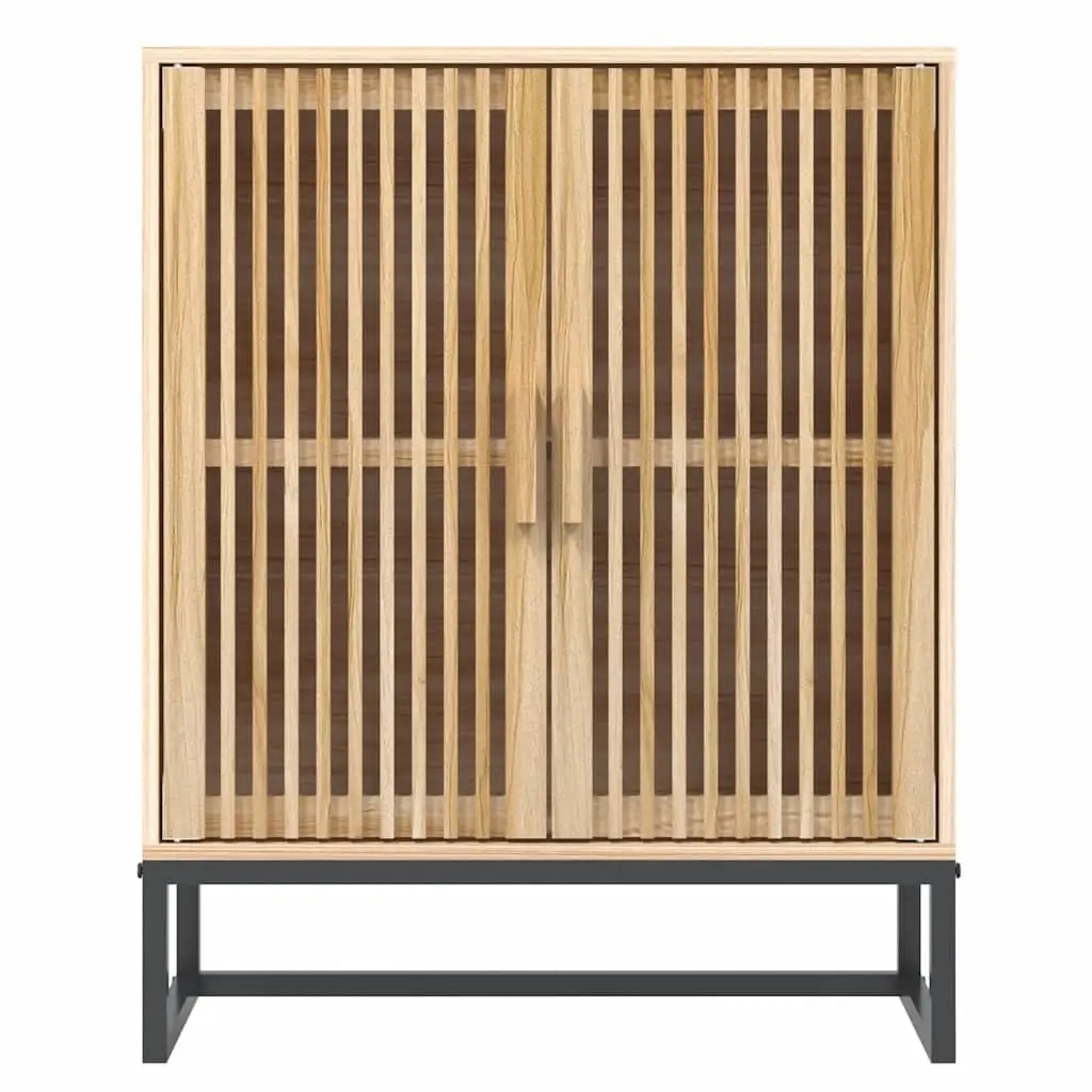 Storage Cabinet Sideboard Brown Engineered Wood Iron Legs 60x30x75cm