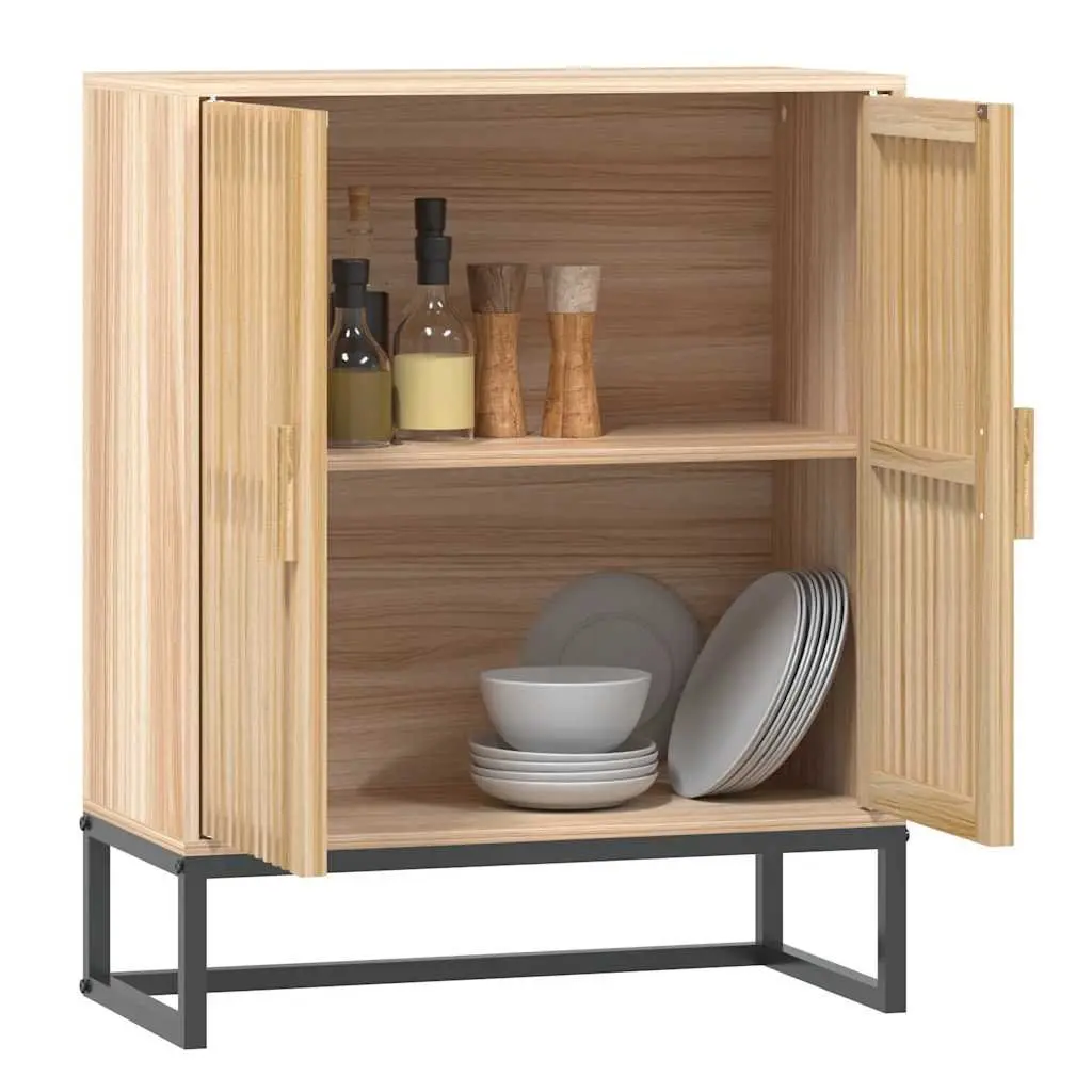Storage Cabinet Sideboard Brown Engineered Wood Iron Legs 60x30x75cm