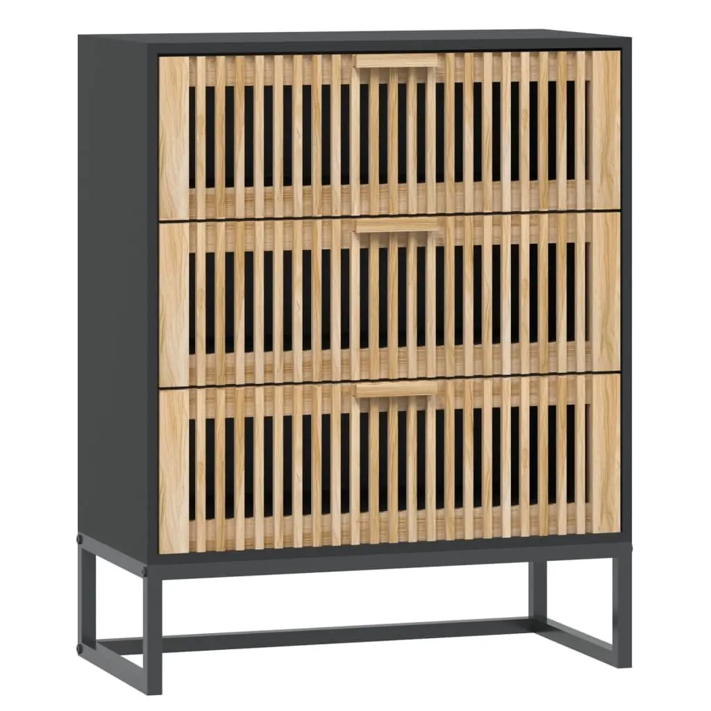 Sideboard Storage Cabinet Black 60x30x75cm Engineered Wood Drawers