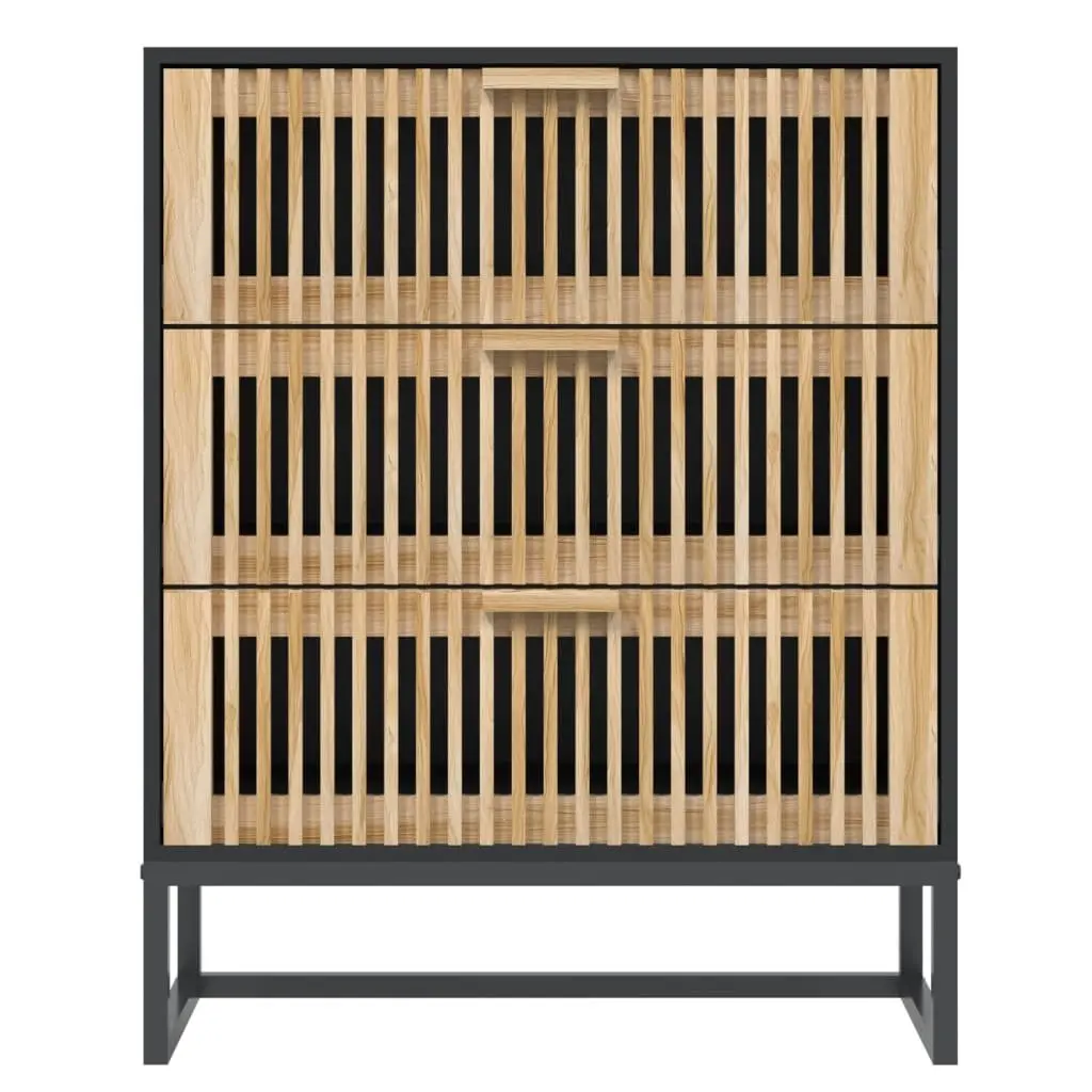 Sideboard Storage Cabinet Black 60x30x75cm Engineered Wood Drawers