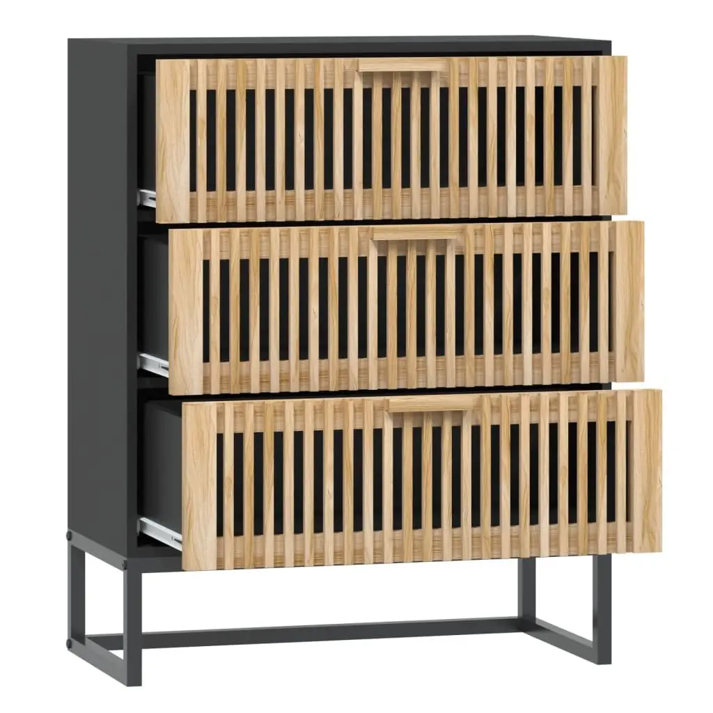 Sideboard Storage Cabinet Black 60x30x75cm Engineered Wood Drawers